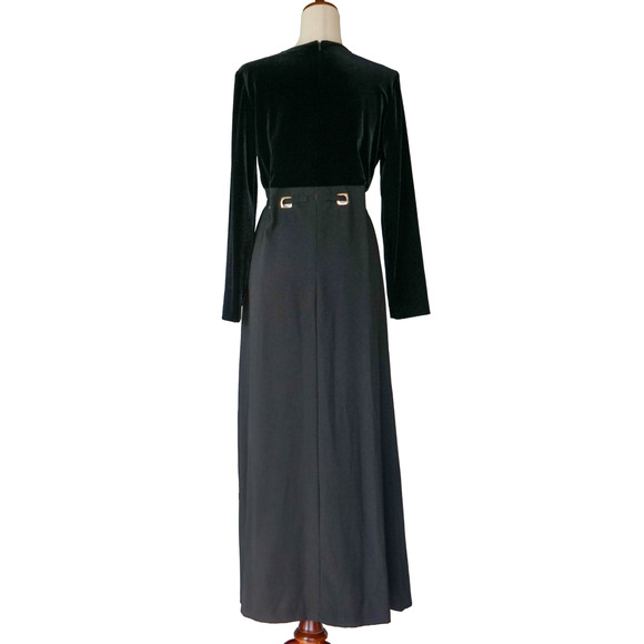 VTG Y2K Positive Attitude Floral Painted Velvet Maxi Dress 10 Whimsigoth Witchy - Picture 2 of 16